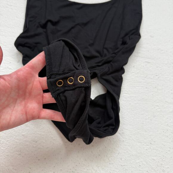 Sam Edelman Black Bodysuit S Open Back Double Lined Super Stretchy Scoop Neck - Picture 5 of 9